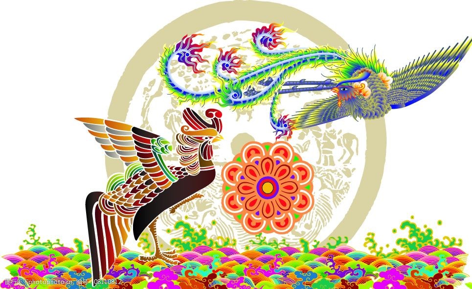 中国凤凰图案矢量素材图片图片-图行天下图库