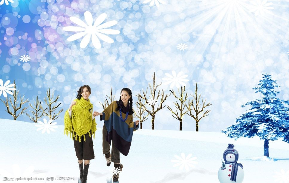 关键词:雪中美女 冬季 雪花 阳光 美女 人物 树 圣诞树 雪人 浪漫 雪