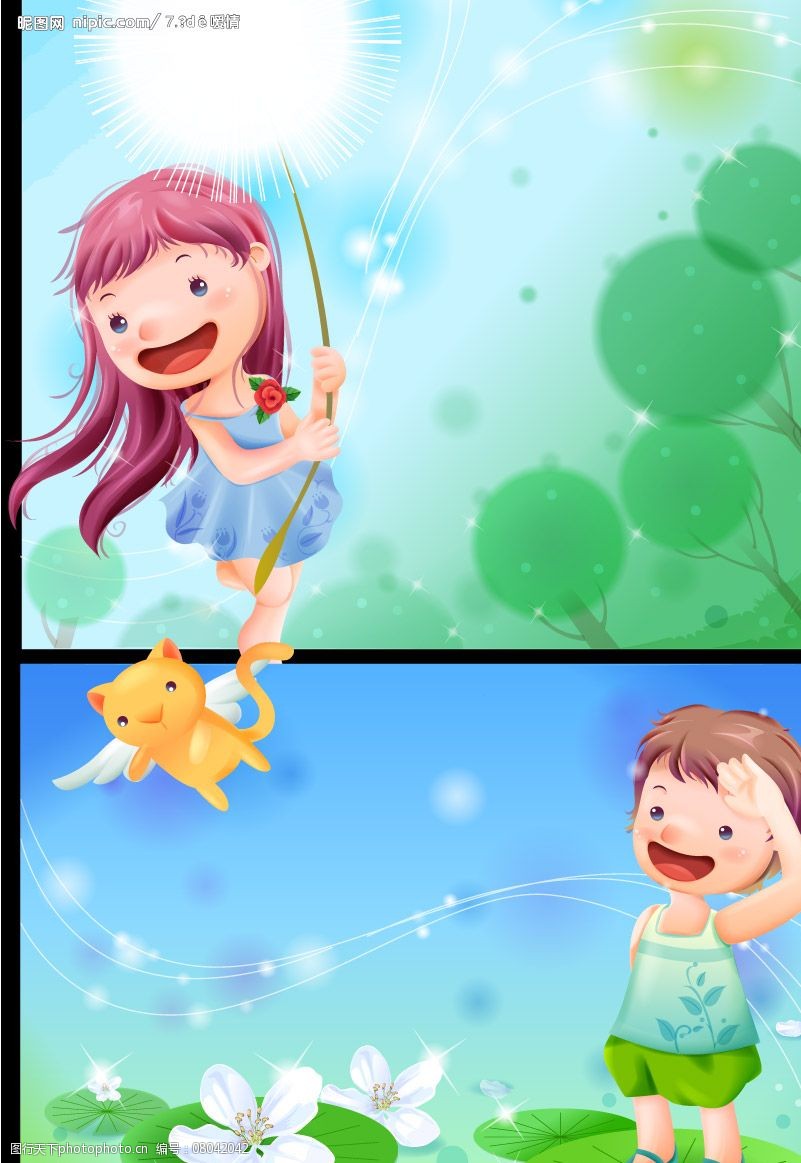 可爱小女孩梦幻风景图片