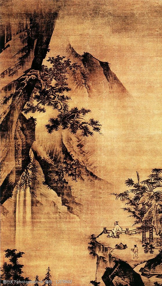 关键词:高士观瀑图 中国名画 古画 文化艺术 绘画书法 设计图库 300