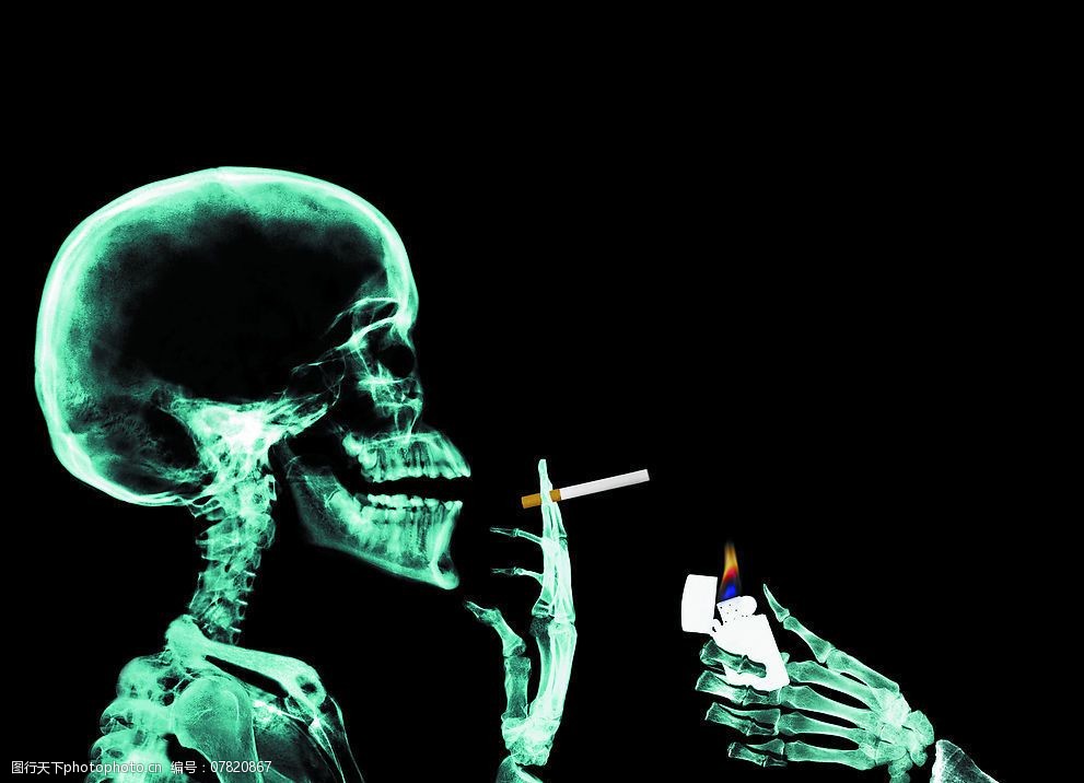 骨骼透视x光吸烟底图图片