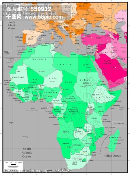 非洲地图矢量政治区域地图