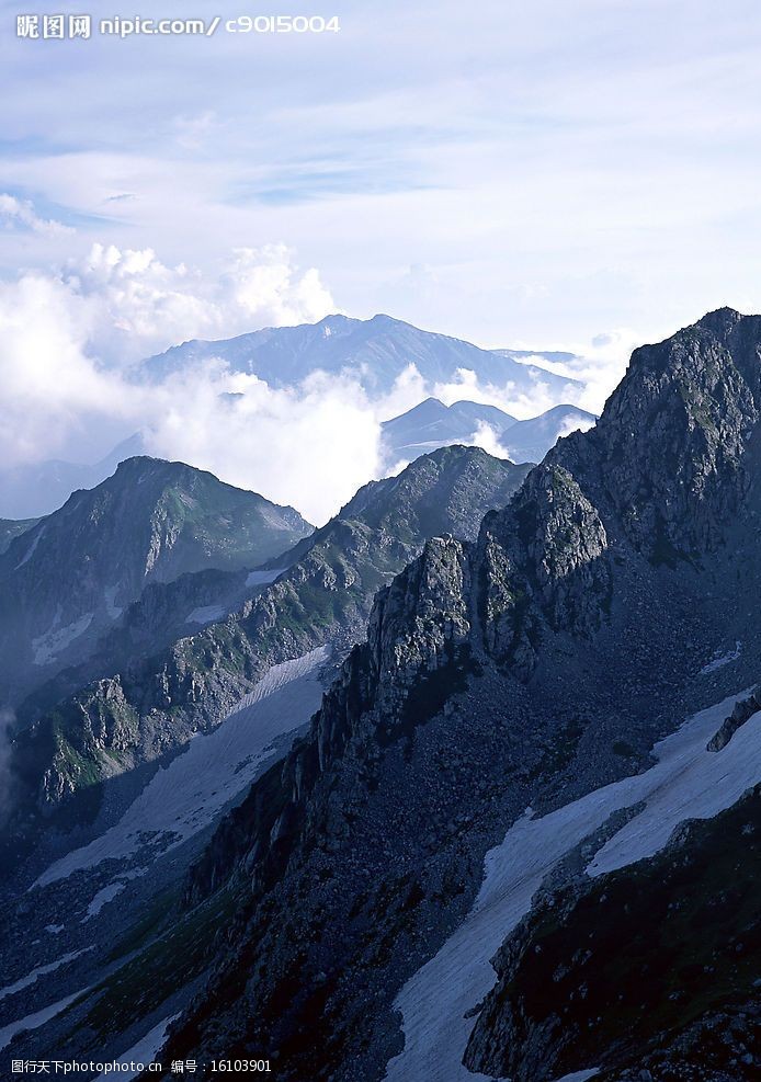 素材辞典 雪山 天空 云海 自然景观 山水风景 摄影图库 350dpi jpg