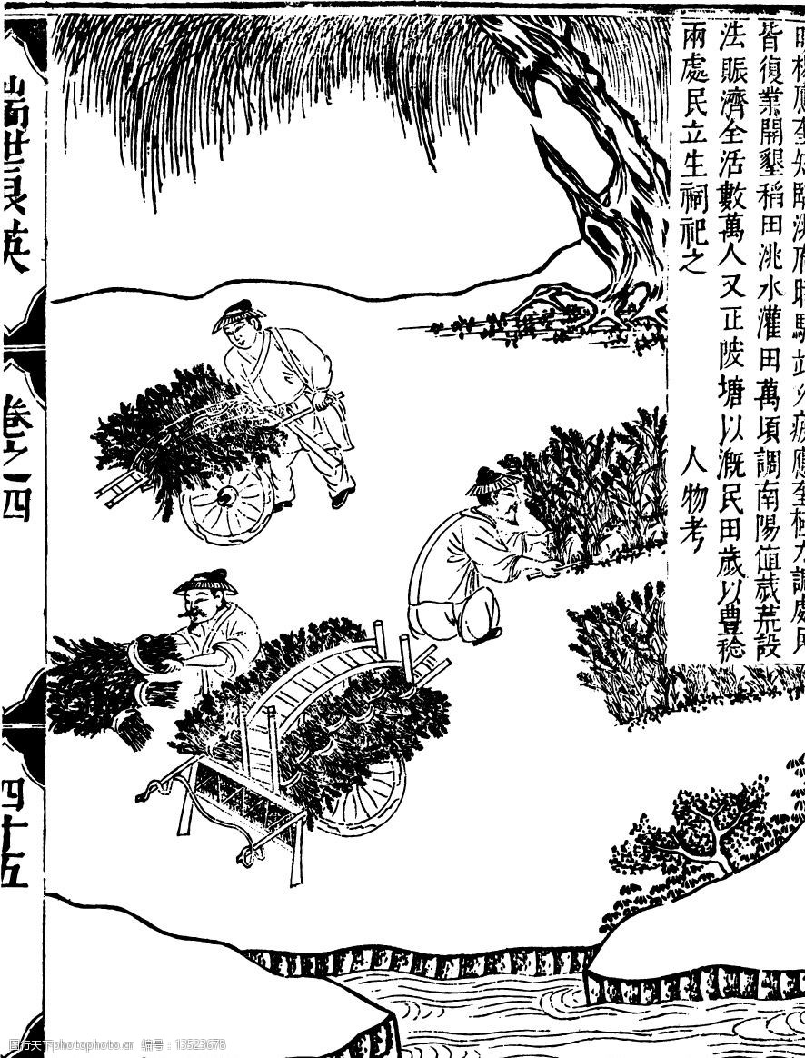 古代人物底纹线条背景素描图片