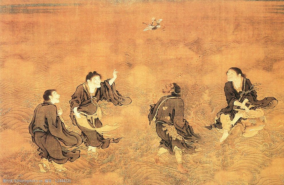 关键词:传世人物 中国画 笔墨画 中国传统文化 古代人物 天鹅 祥云