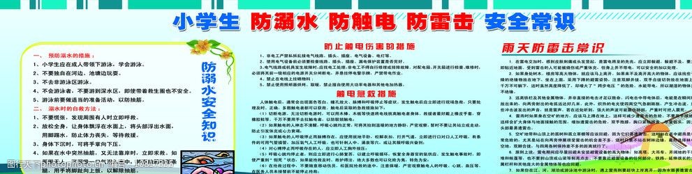 小学生防溺水防触电防雷击安全常识图片