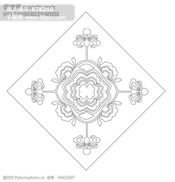 传统花卉图案线稿