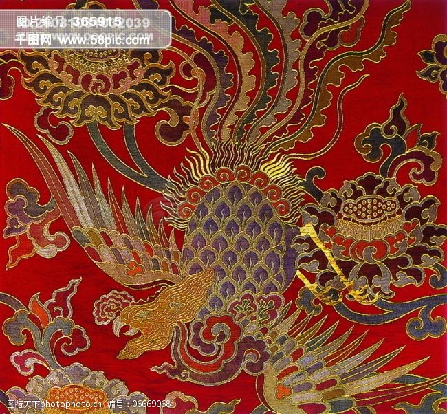 龙凤呈祥仙鹤图中华刺绣花纹花边民间艺术古画图片psd分层素材源文件