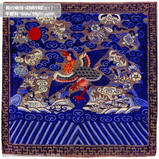 绣花绣龙古画艺术中华刺绣花朵民间艺术psd分层素材源文件中国传统