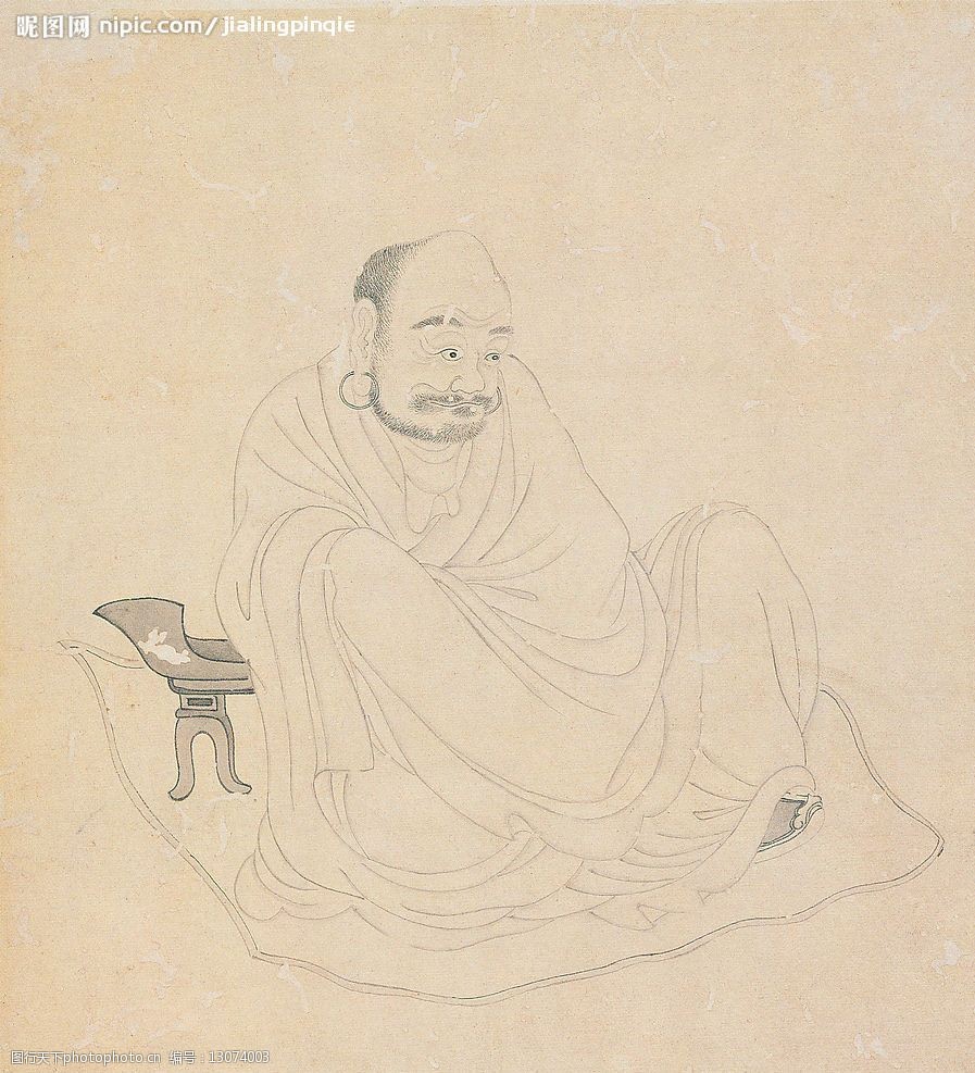 关键词:丁云鹏十六罗汉    白描 明代 文化艺术 宗教信仰 设计图库