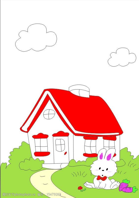 兔子房子简笔画儿童图片