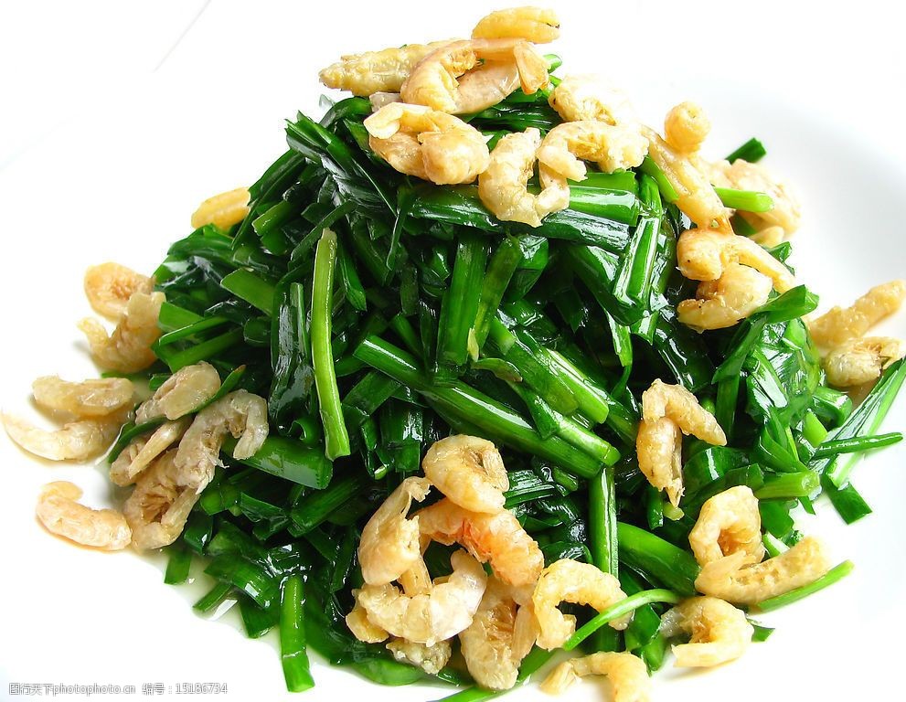 韭菜炒白虾干图片
