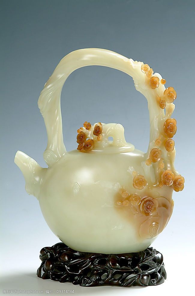 玉器梅花提梁壶图片