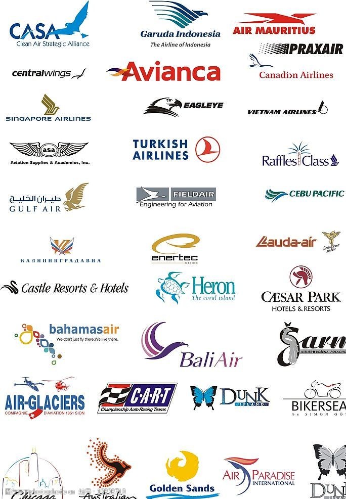 各大航空公司标志 logo图片