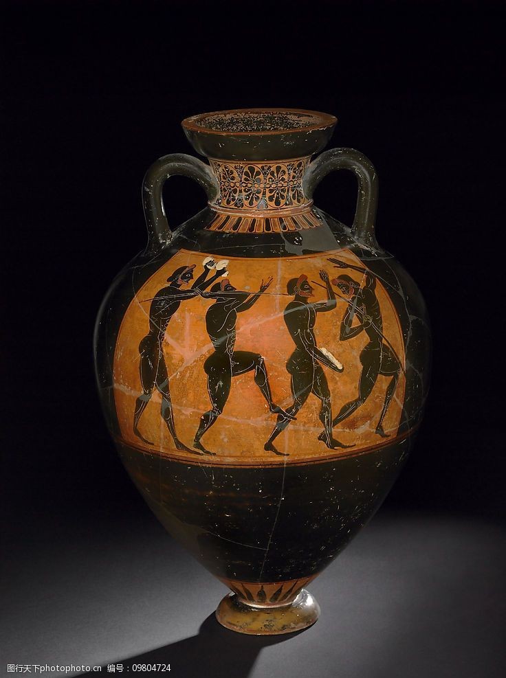 古希腊黑像式泛雅典娜奖安法拉罐图片