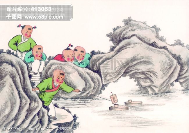 中华艺术绘画_古画_儿童游玩_嬉戏_中国古代绘画