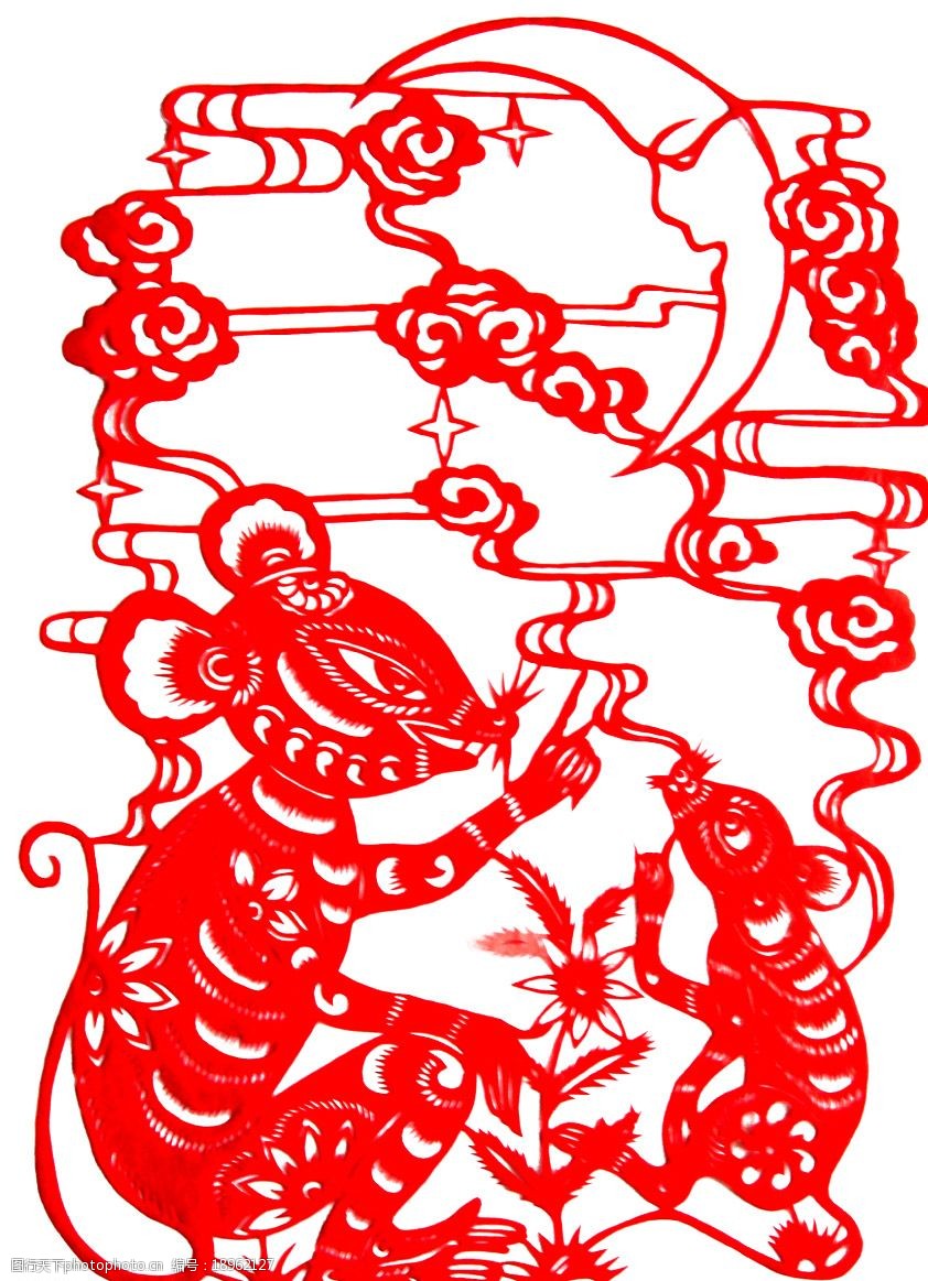 剪纸十二生肖鼠图片