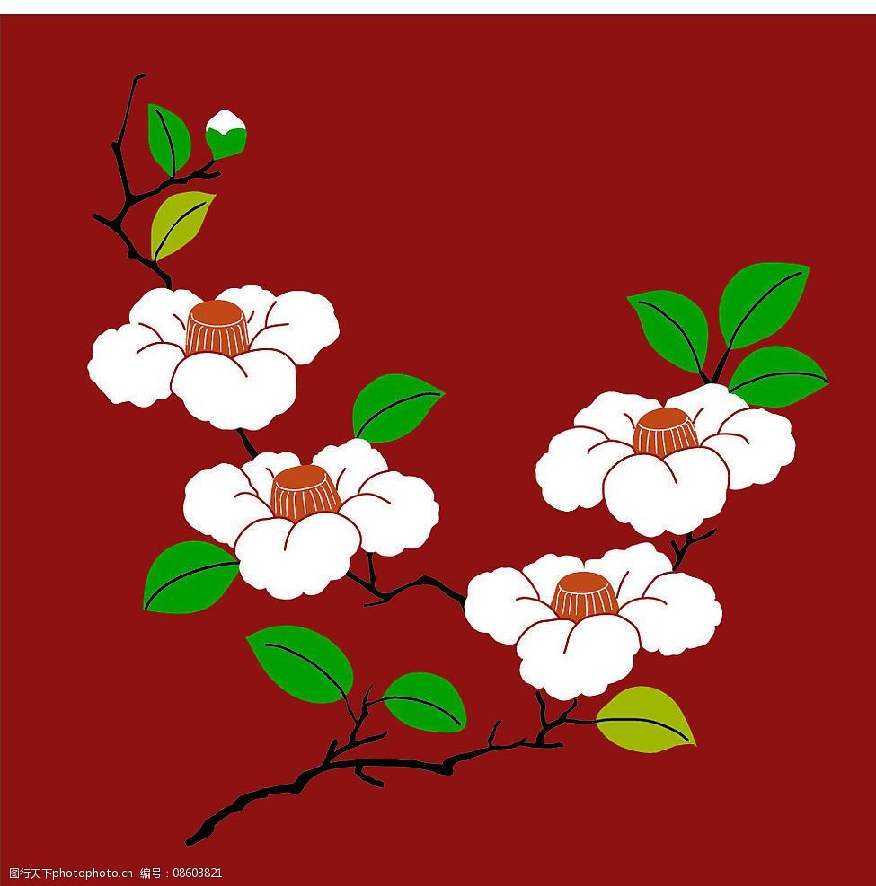 日本传统花卉植物图案矢量素材图片