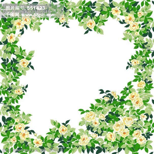 绿色花卉边框详细ps分层文件婚纱相框模板