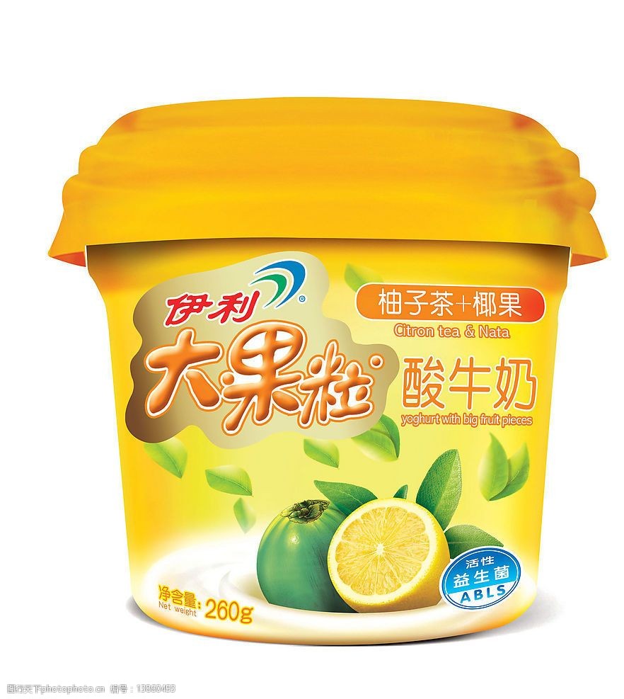伊利大果粒柚子茶椰果瓶效果图图片