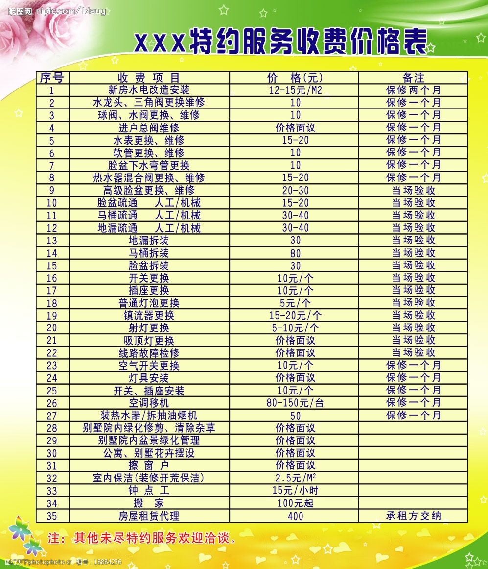 聊天收费价格表图片