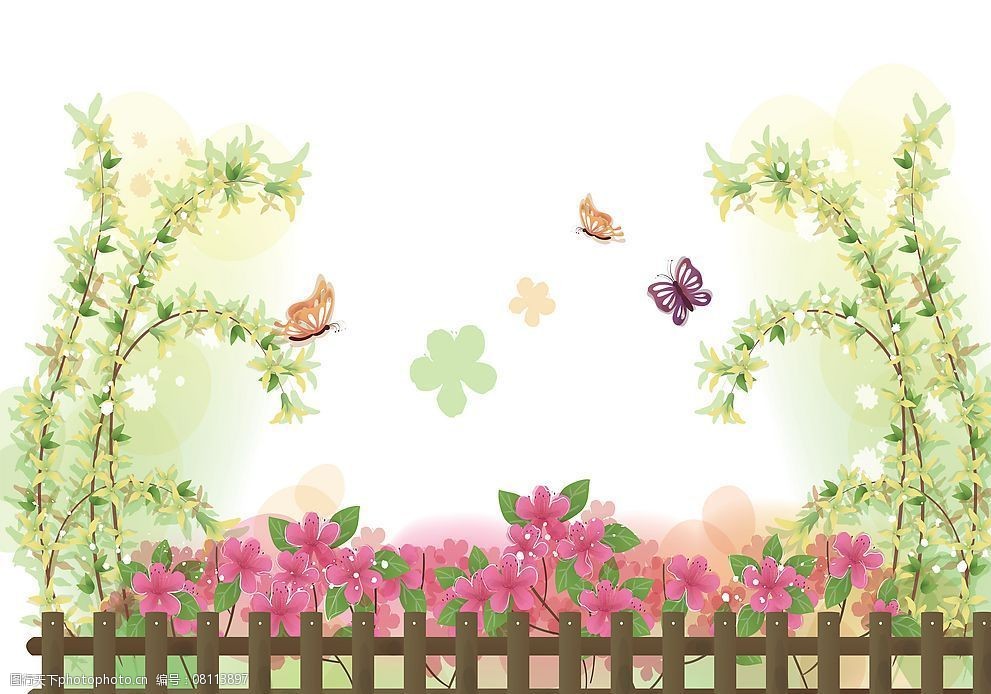 关键词:花蝶共舞 玻璃移门图案 花案 蝴蝶 围栏 底纹边框 花边花纹